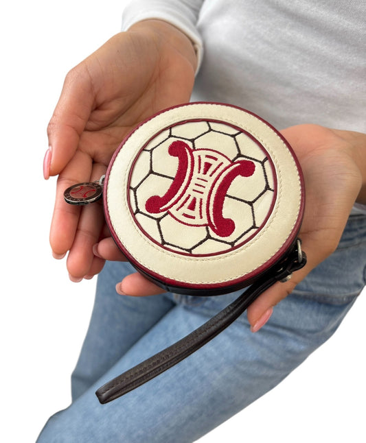 CELINE Vintage 2002 FIFA World Cup Limited Edition Coin Purse Wristlet Brown