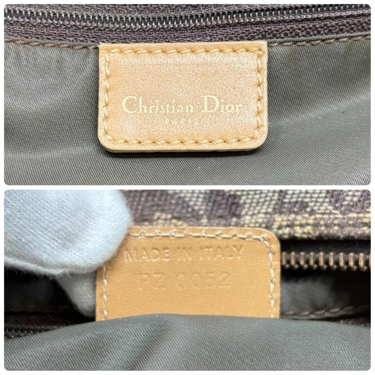 Christian Dior Vintage 2002 Trotter Monogram Double Saddle Bowler Bag Beige