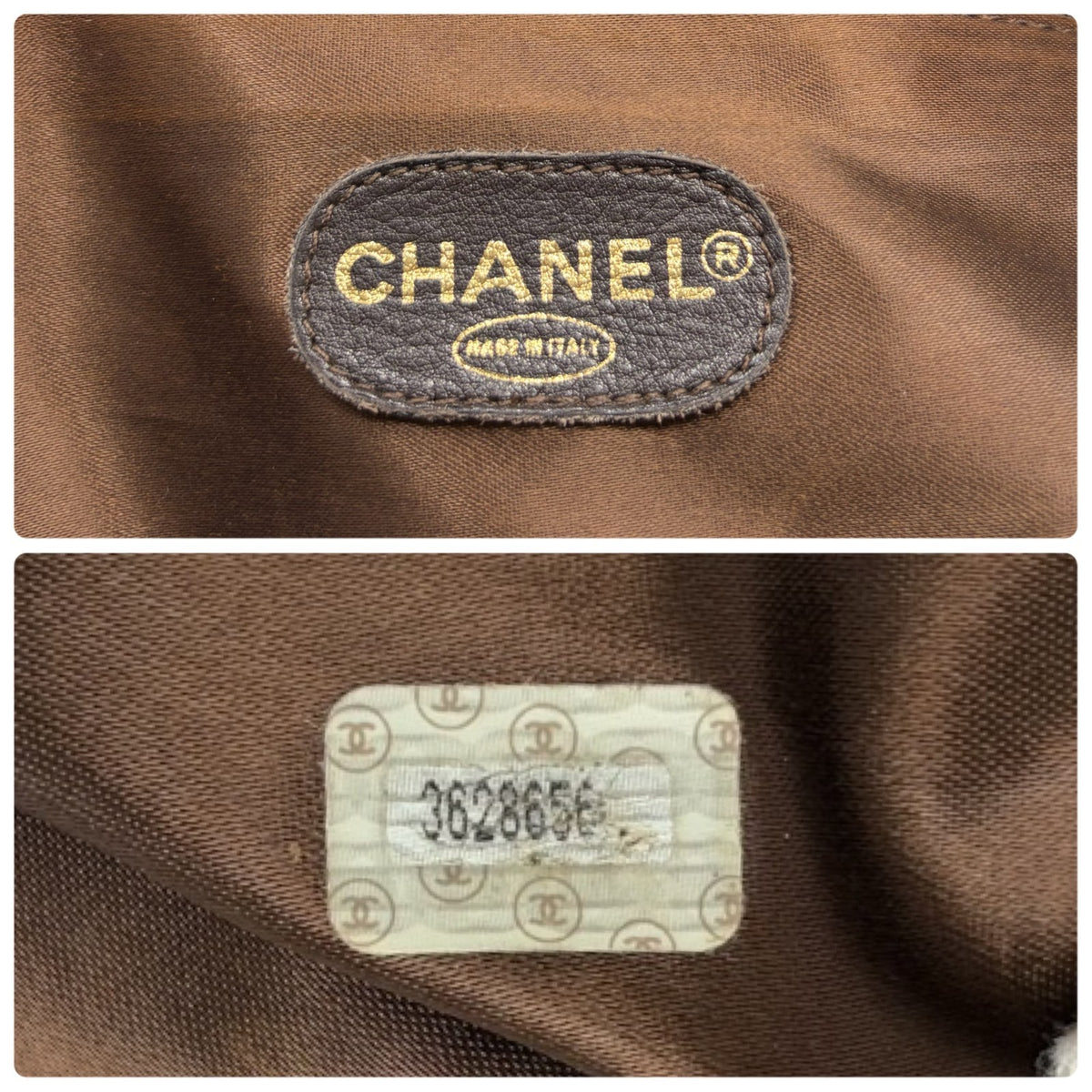 CHANEL Vintage Stitch CC Logo Suede Chain Tote Shoulder Bag Brown 902376