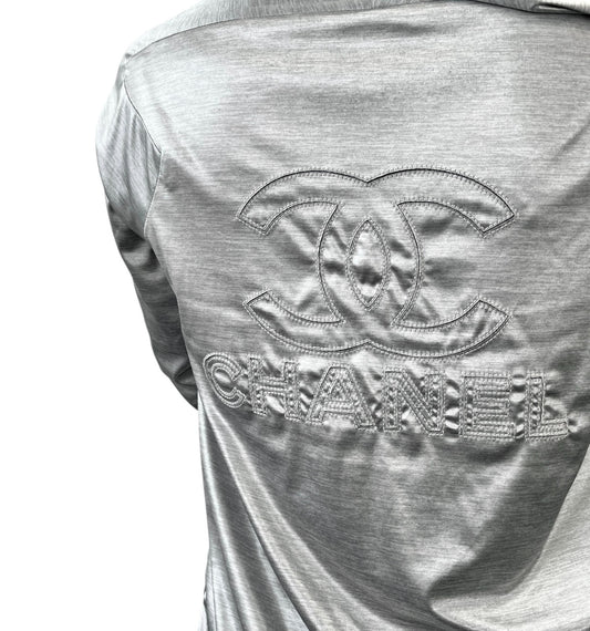 CHANEL Vintage P43484 CC Hoodie Zip Up Jacket Short Pants Set #34 Silver 901933