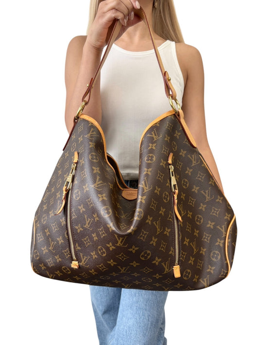 LOUIS VUITTON Vintage Delightful Monogram Hobo Bag Brown PVC Leather 902590