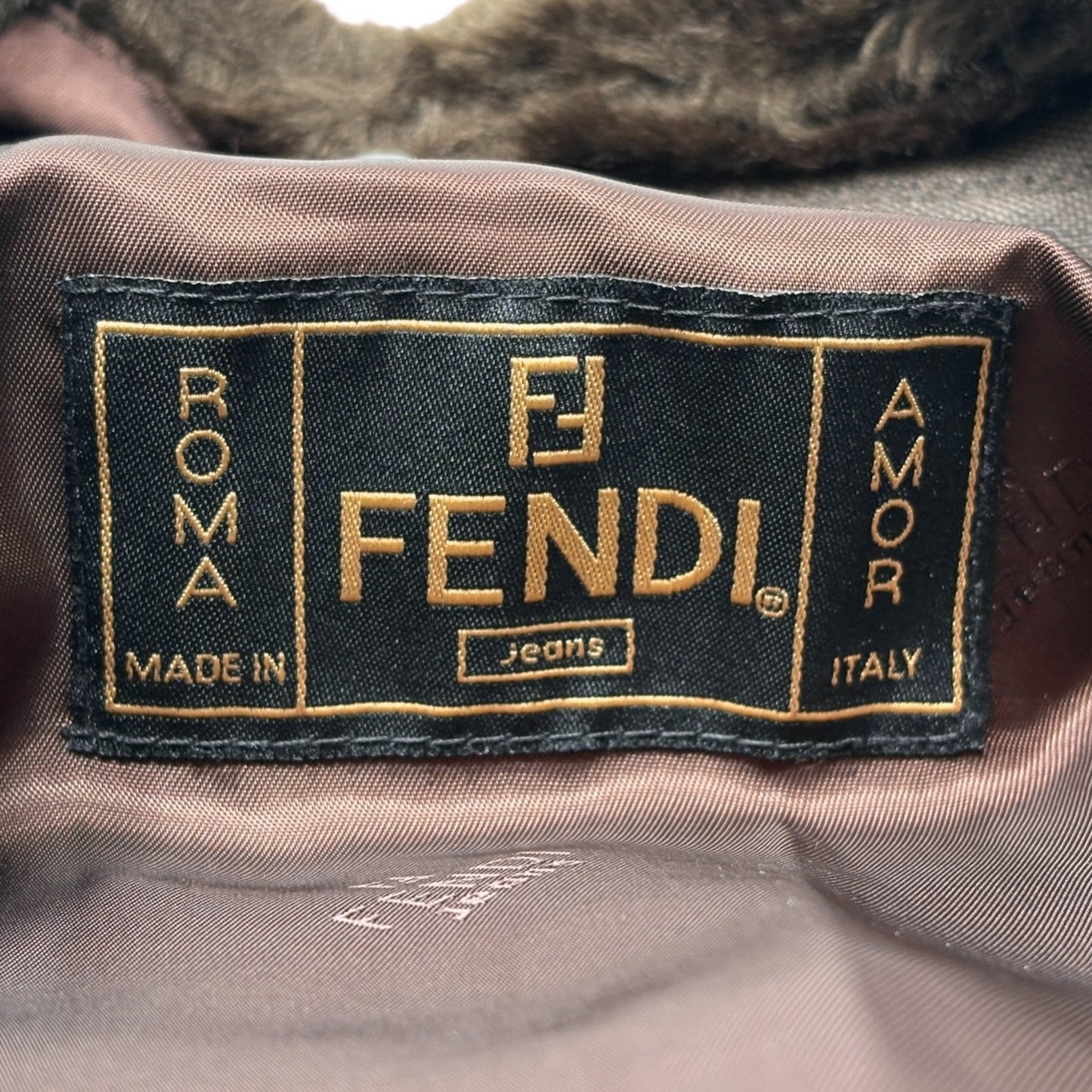 FENDI Vintage FF Logo Fur Belted Long Trench Coat Jacket #38 Brown Black