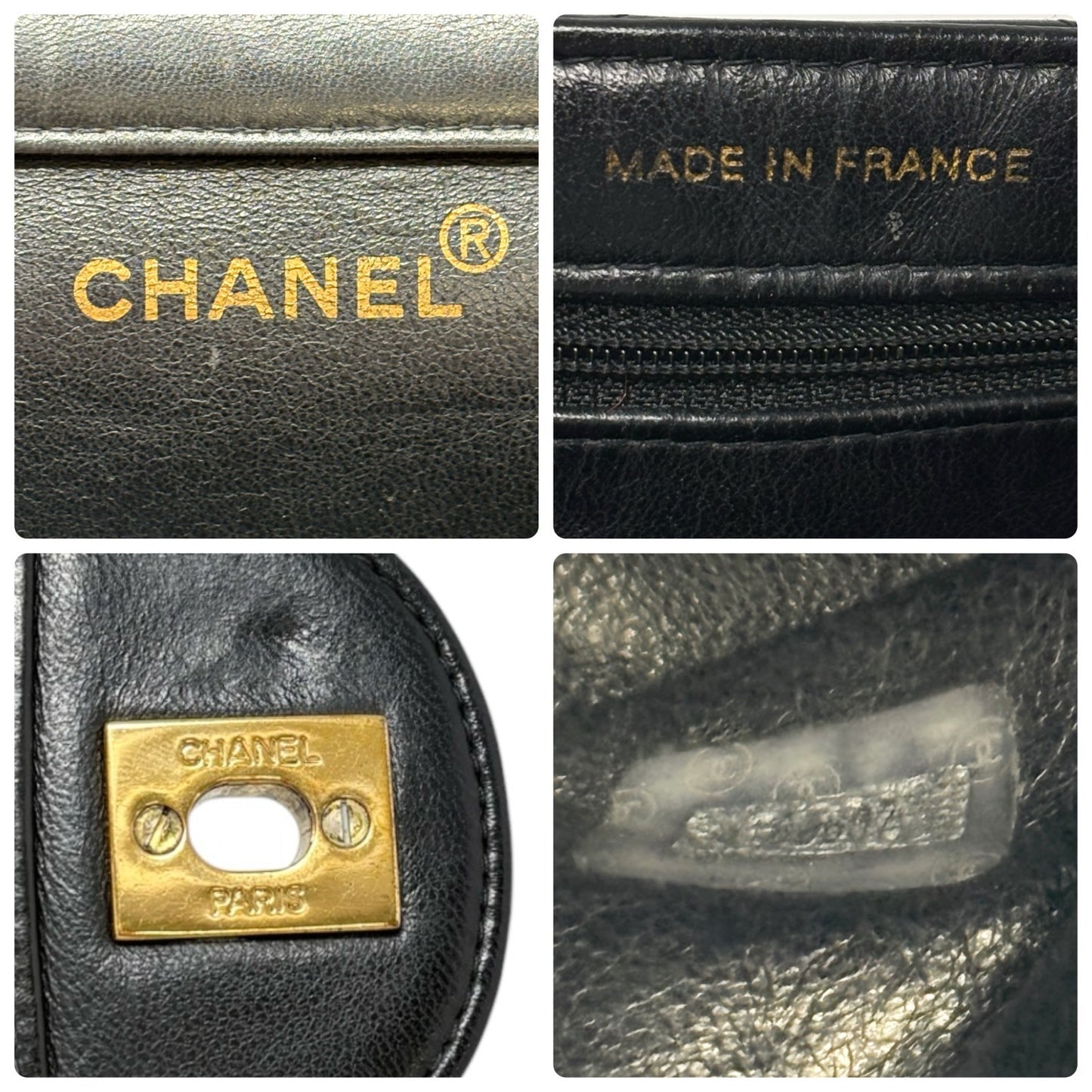 CHANEL Vintage CC Logo Quilted Double Flap Shoulder Bag Black Leather 902285