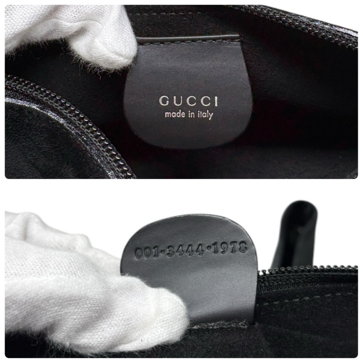 Gucci Vintage Logo Pouch Set Hobo Shoulder Bag Black Silver Suede 902828