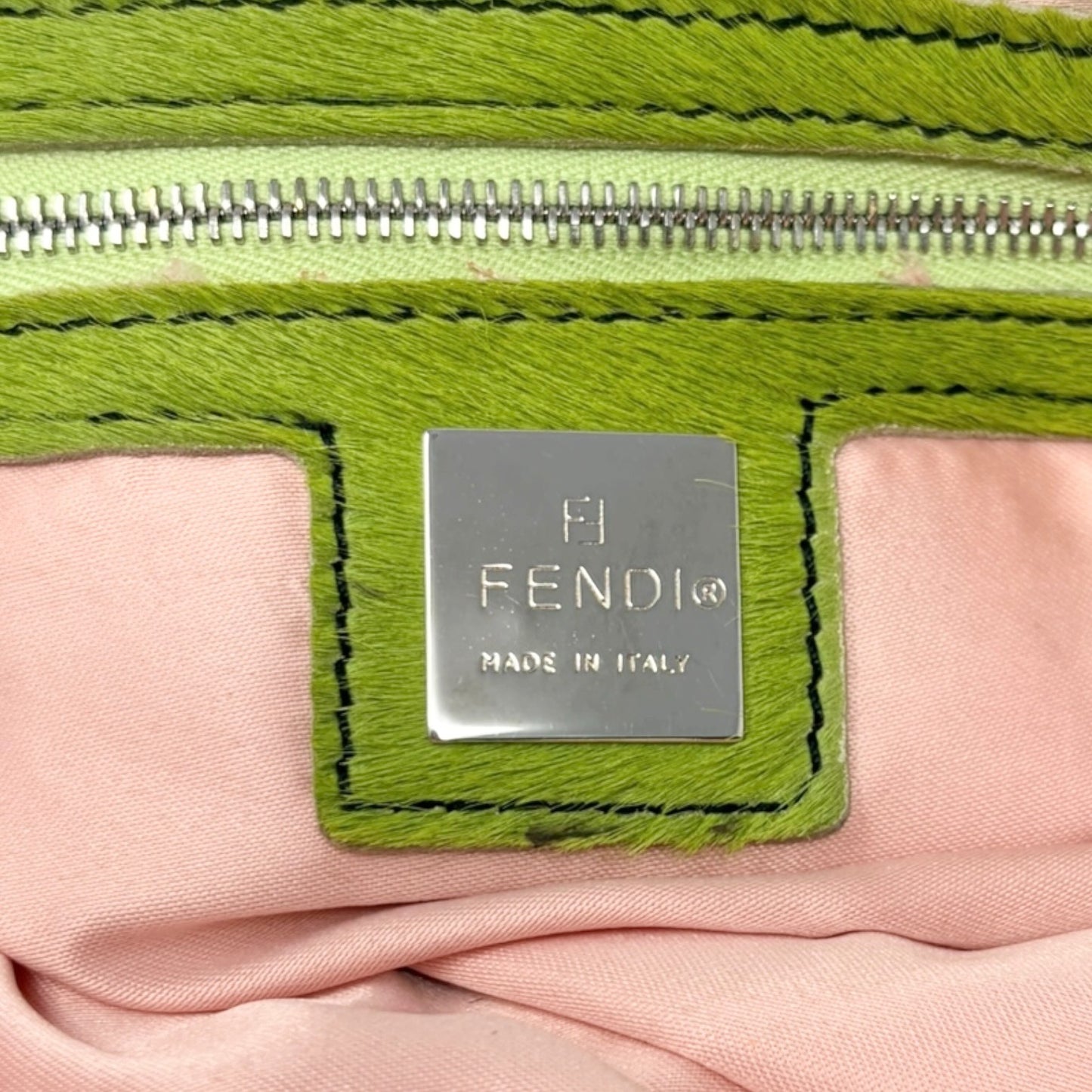 FENDI Vintage Mamma Baguette Crochet Shoulder Bag Flower Pink Wool 901957