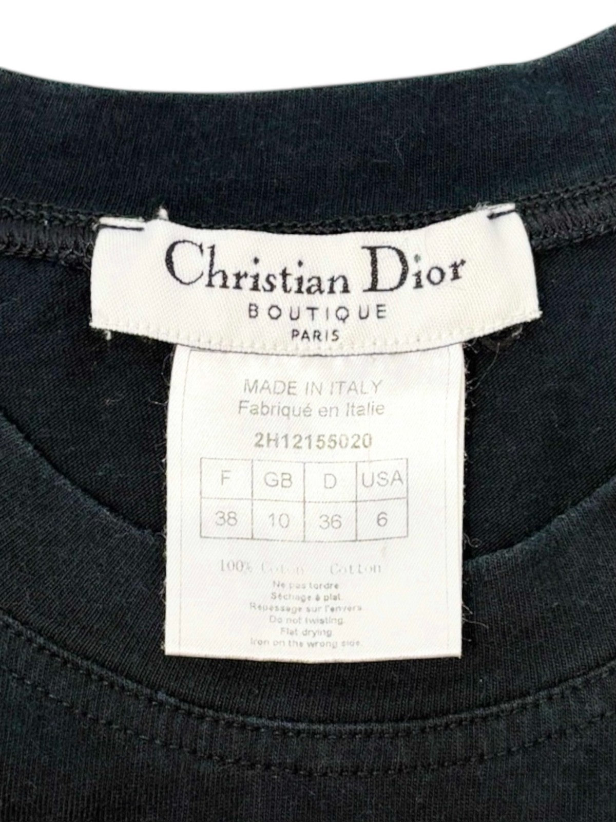 Christian Dior 2002 Vintage Addict Big Logo T-shirt Top #38 Black White Cotton