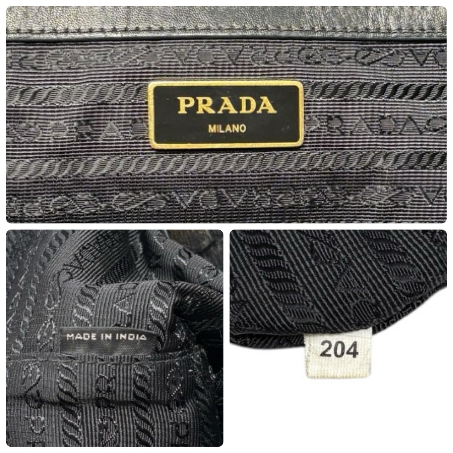 PRADA Vintage Milano Jacquard Logo Canvas Shoulder Tote Large Bag Black 902242