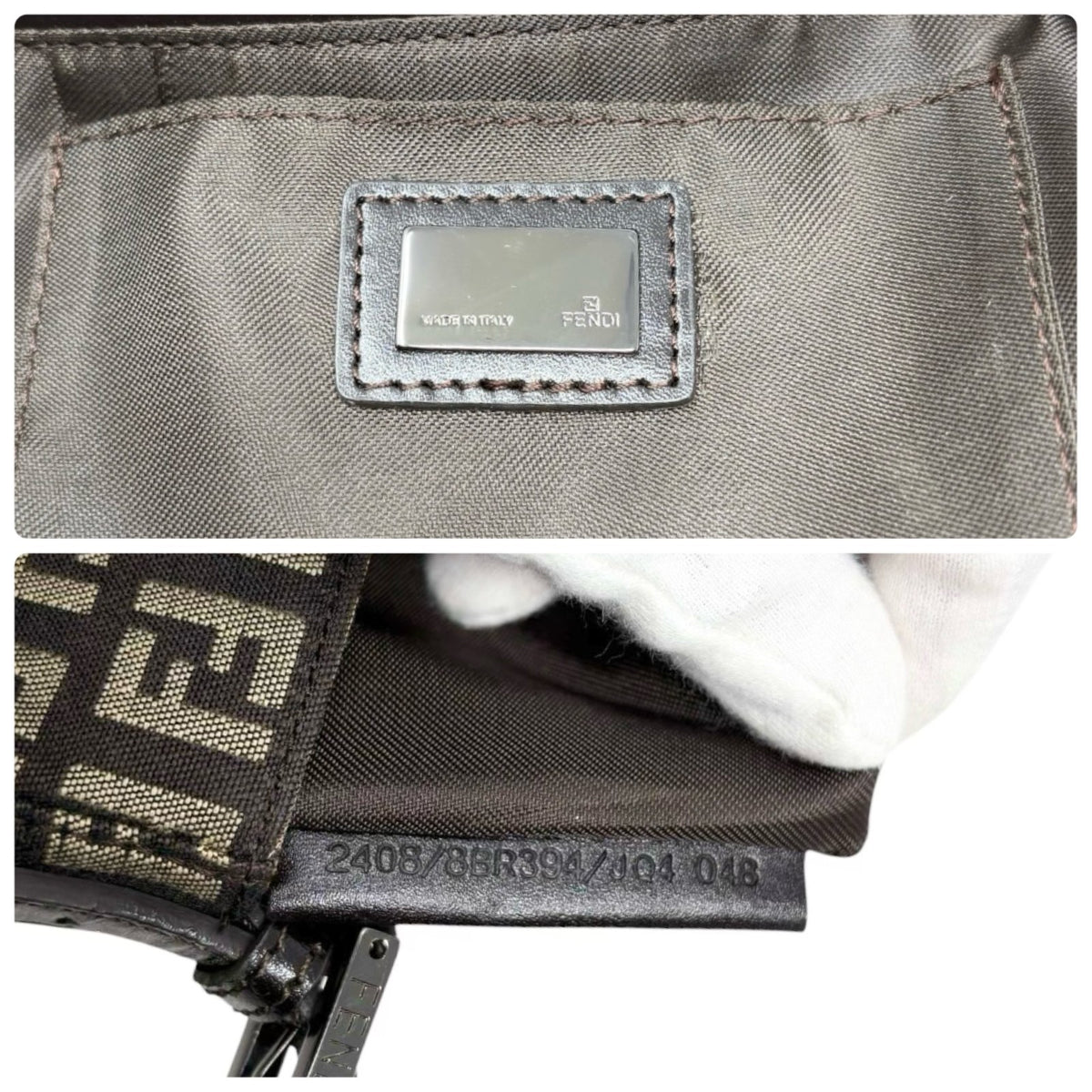 FENDI Vintage Zucchino Monogram Mini Shoulder Bag Brown Beige Canvas 902498