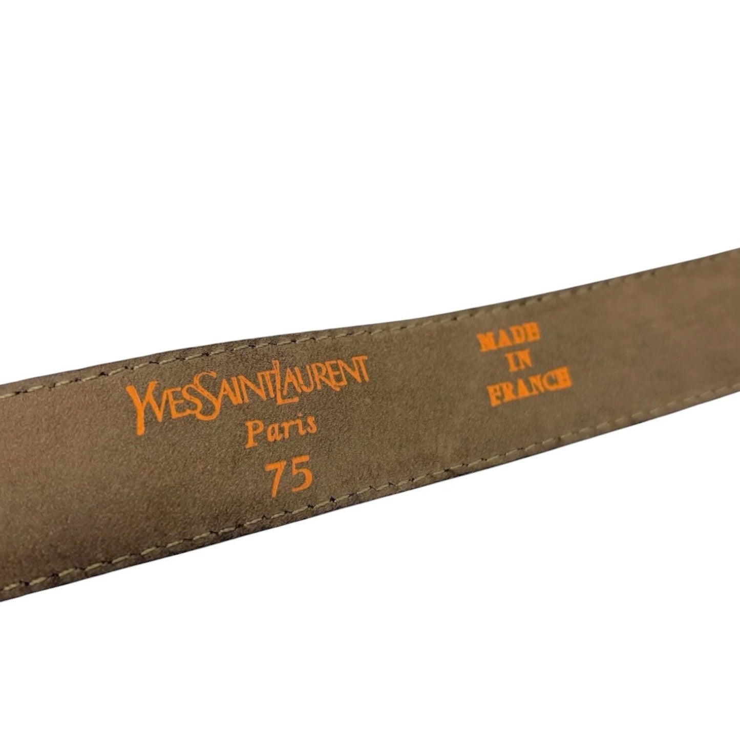 Yves Saint Laurent Vintage YSL Logo Leather Belt Brown Gold Buckle 902539