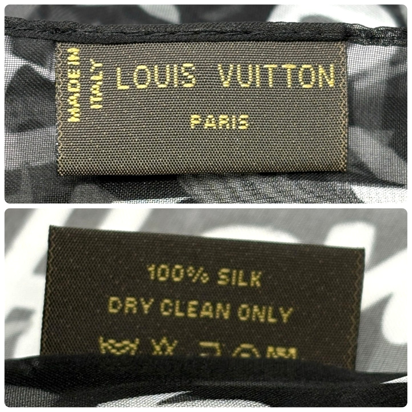LOUIS VUITTON Monogram Graffiti Silk Scarf Wrap Stephen Sprouse Black White