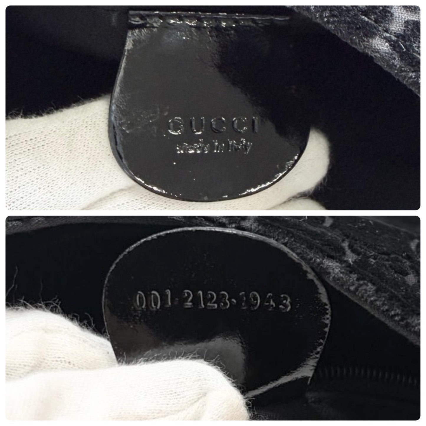 GUCCI Vintage GG Monogram Logo Velour Shoulder Bag Black Silver Handle 902088