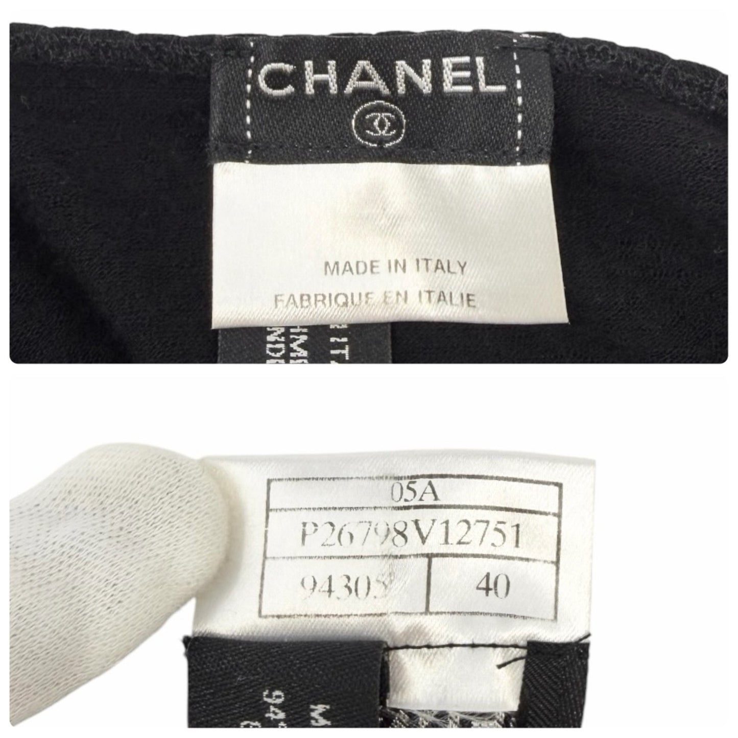 CHANEL Vintage 05A CC Logo Star Camisole Top #40 Black Pink Cashmere 901805