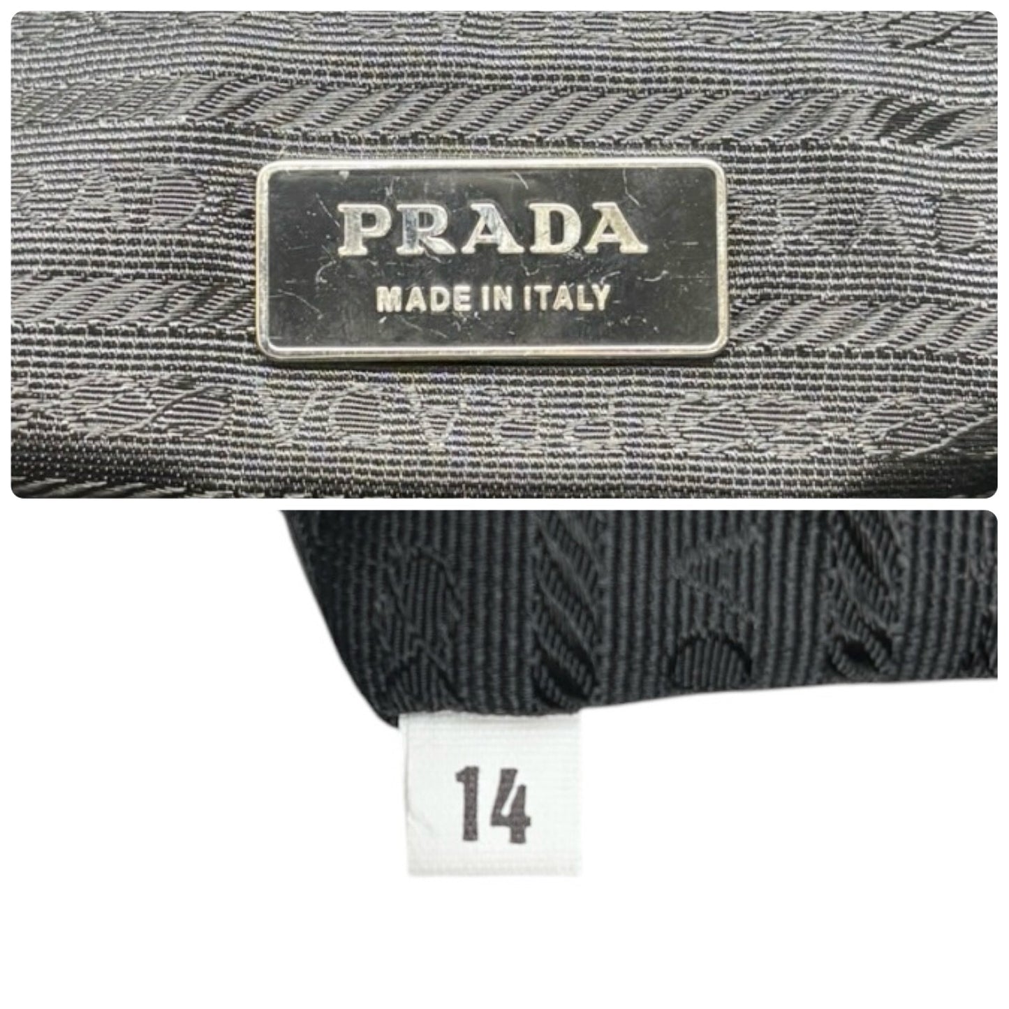 PRADA Vintage Logo Tessuto Nylon Fiori Shoulder Bag Black Gold Rose Leather