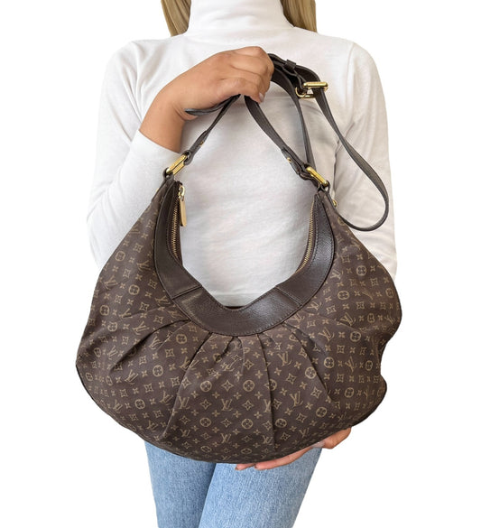 LOUIS VUITTON Vintage Monogram Rhapsody Crossbody Bag Brown Gold Canvas Leather
