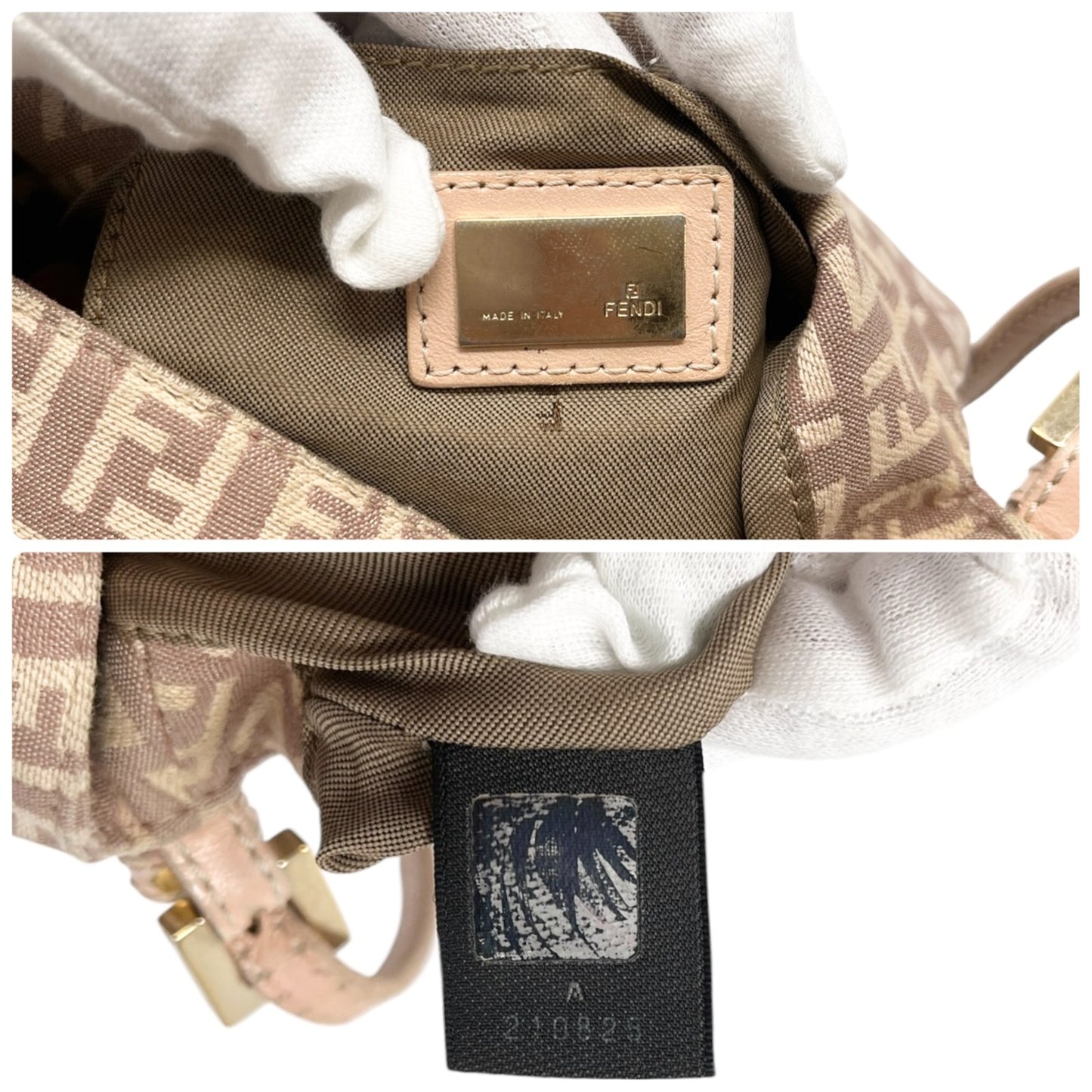 FENDI Vintage Zucchino Mamma Baguette Canvas Shoulder Bag Pink Leather 902201