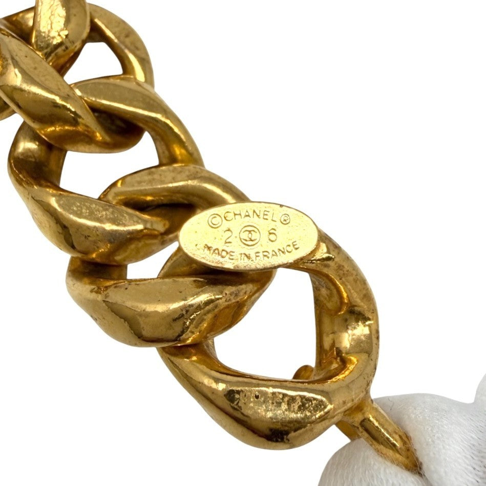 CHANEL Vintage 1991 Big CC Logo Gold Chain Belt Accessory Metal 902004