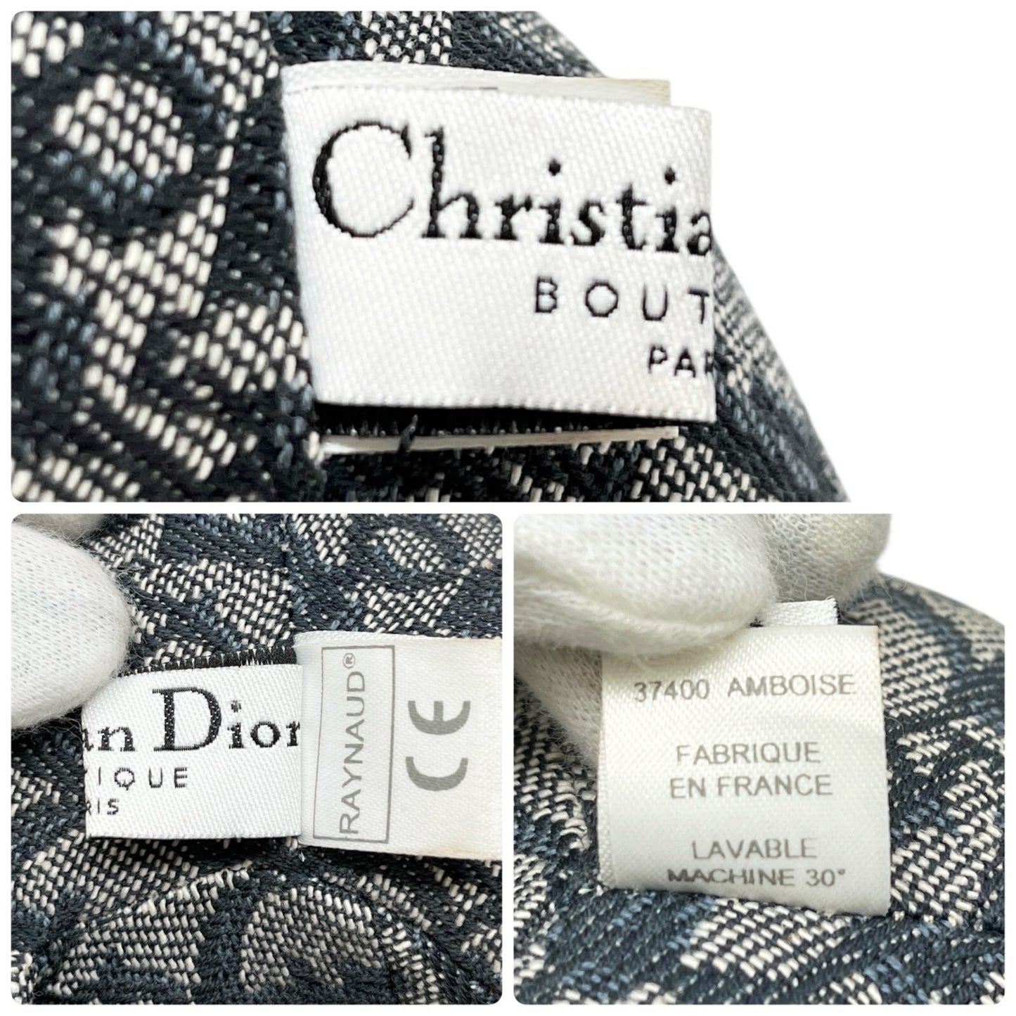 Christian Dior Vintage Trotter Monogram Teddy Bear Plush Toy Blue White Cotton