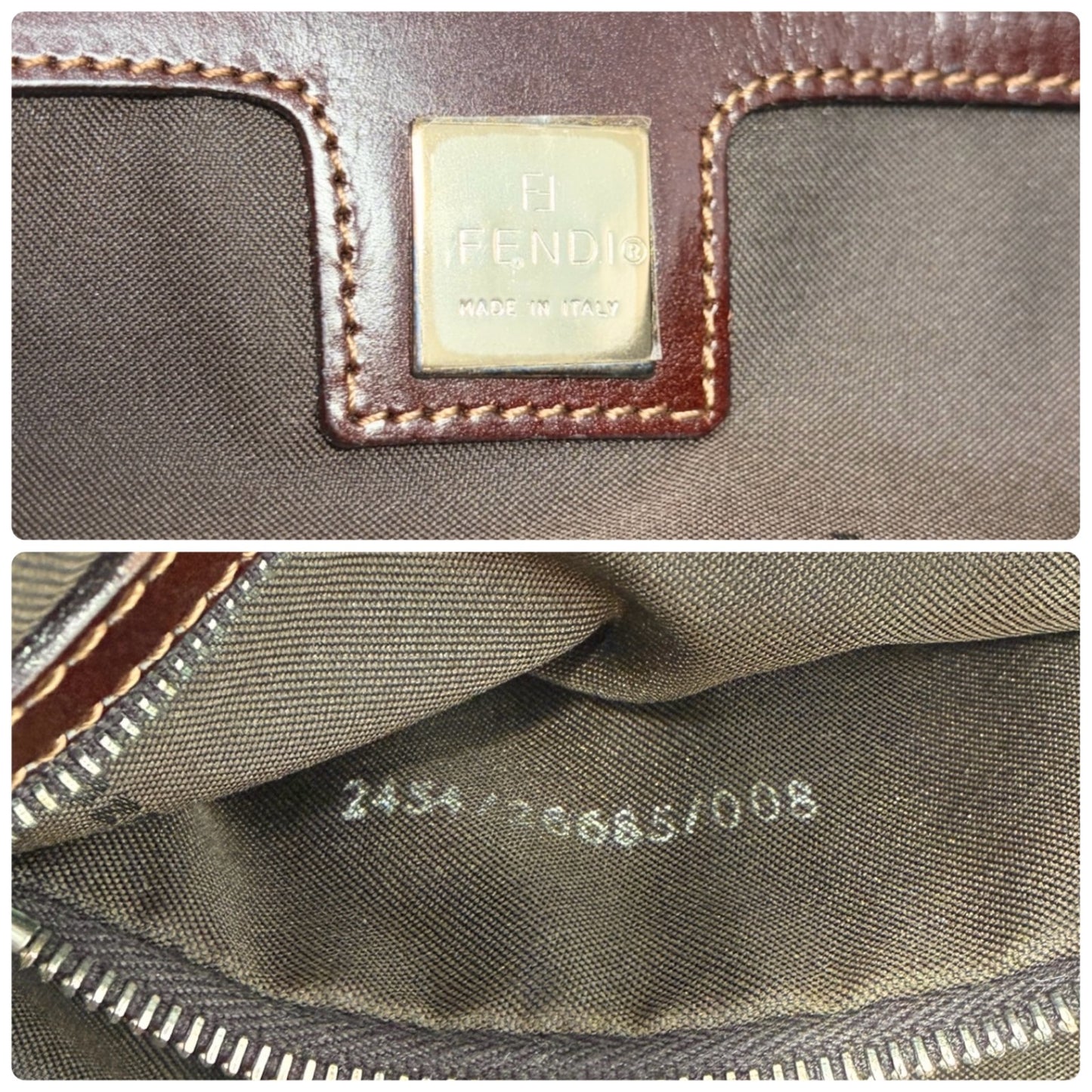 FENDI Vintage FF Logo Beads Mamma Baguette Crossbody Shoulder Bag Yellow Brown