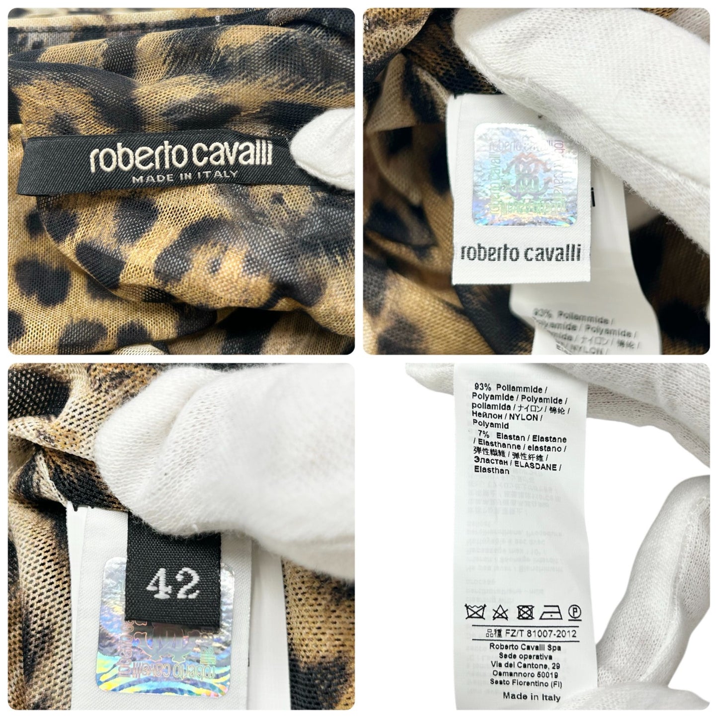 Roberto Cavalli Vintage Logo Leopard Midi Dress One-piece #42 Brown Nylon