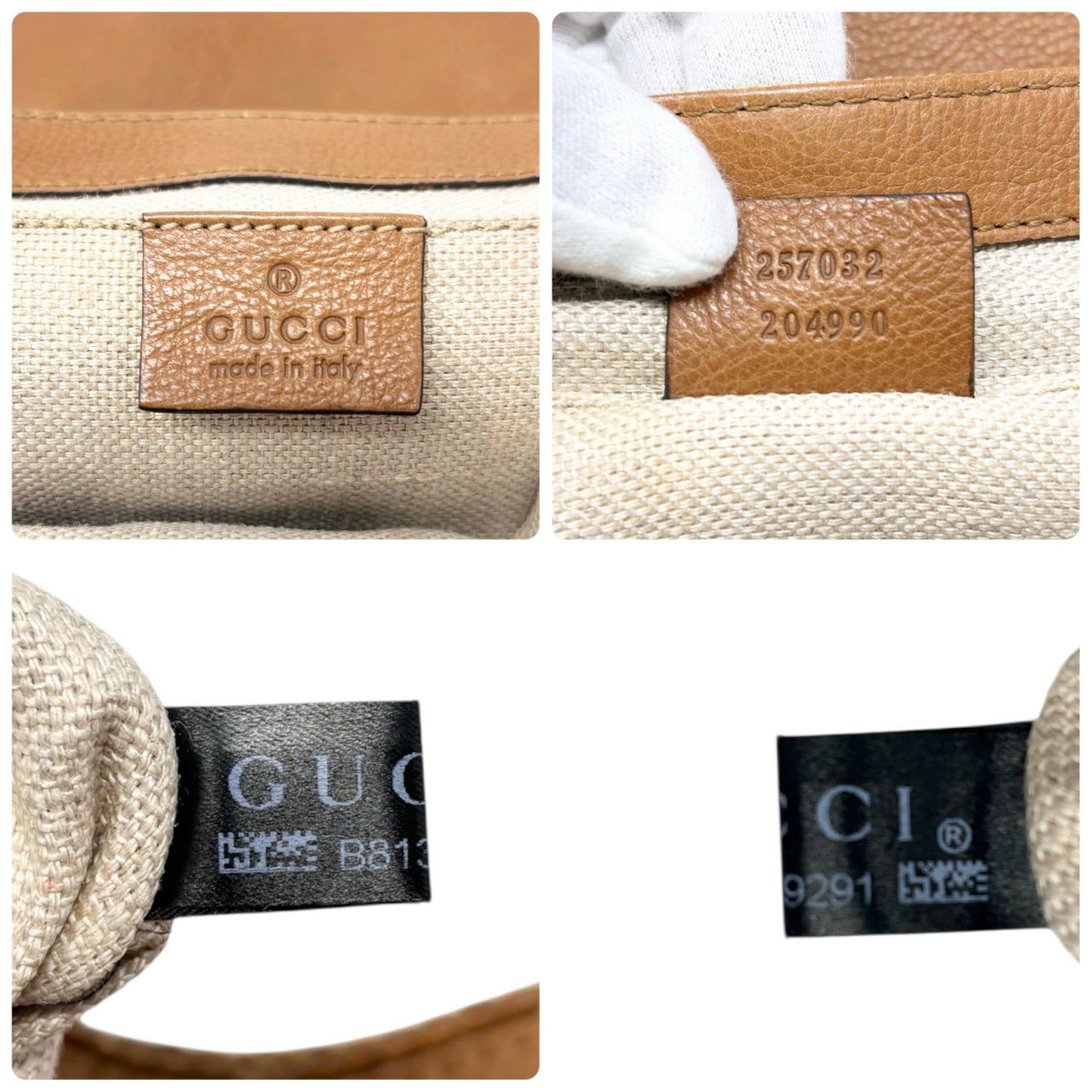 GUCCI Vintage GG Monogram Logo Chain Shoulder Bag Fringe Brown Beige Gold