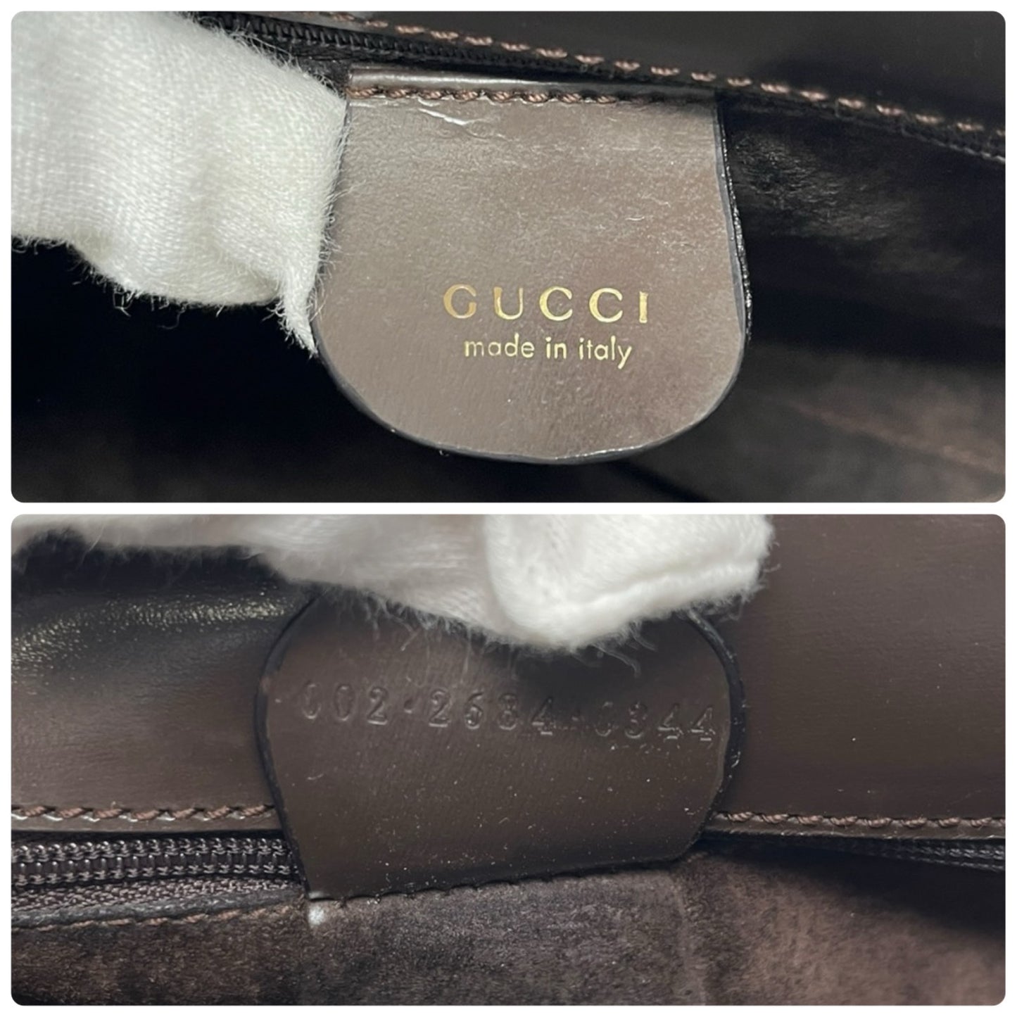 GUCCI Vintage G Square Logo Suede Shoulder Bag Tote Bag Brown Gold Leather