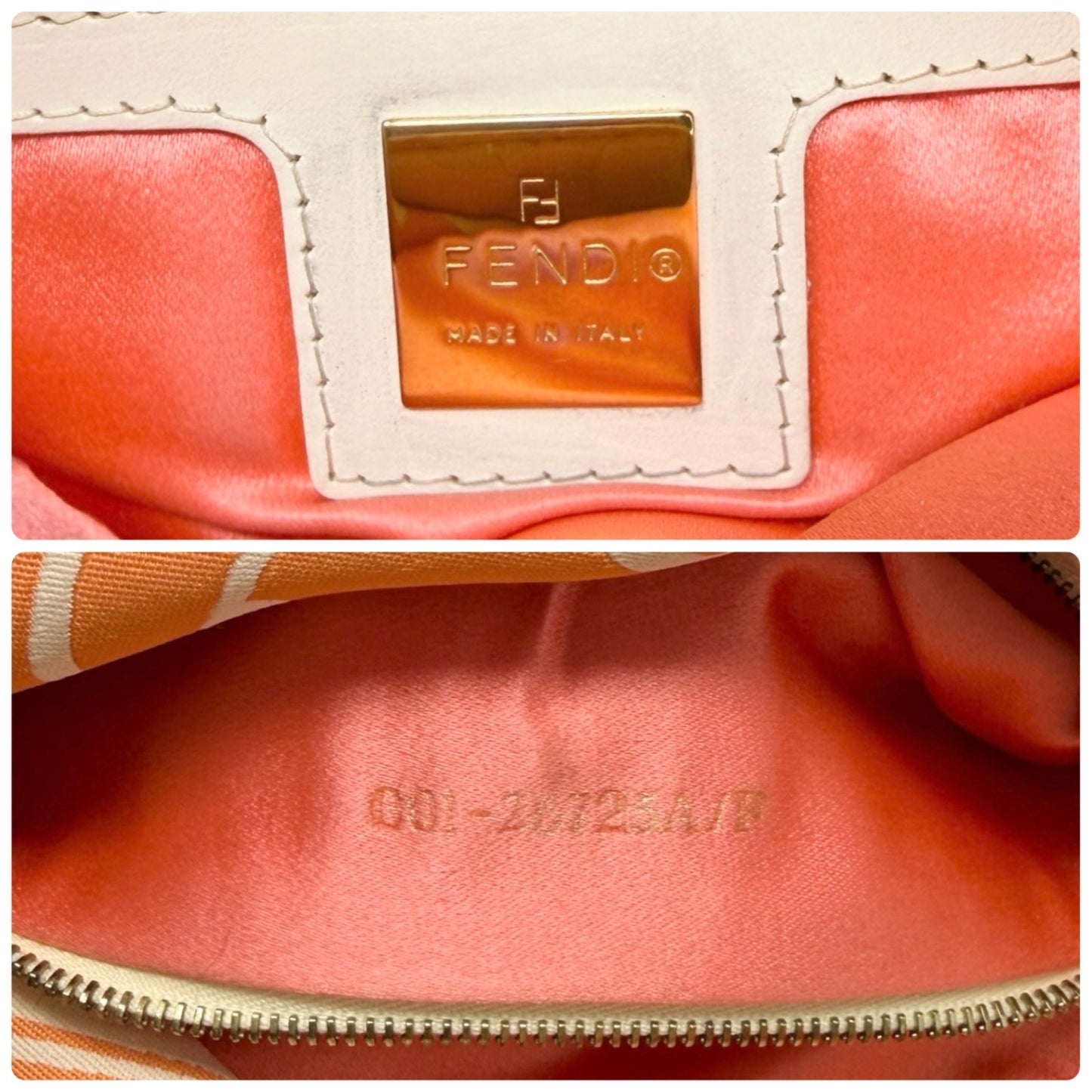 FENDI Vintage FF Logo Mamma Baguette Psychedelic Print Silk Shoulder Bag Orange