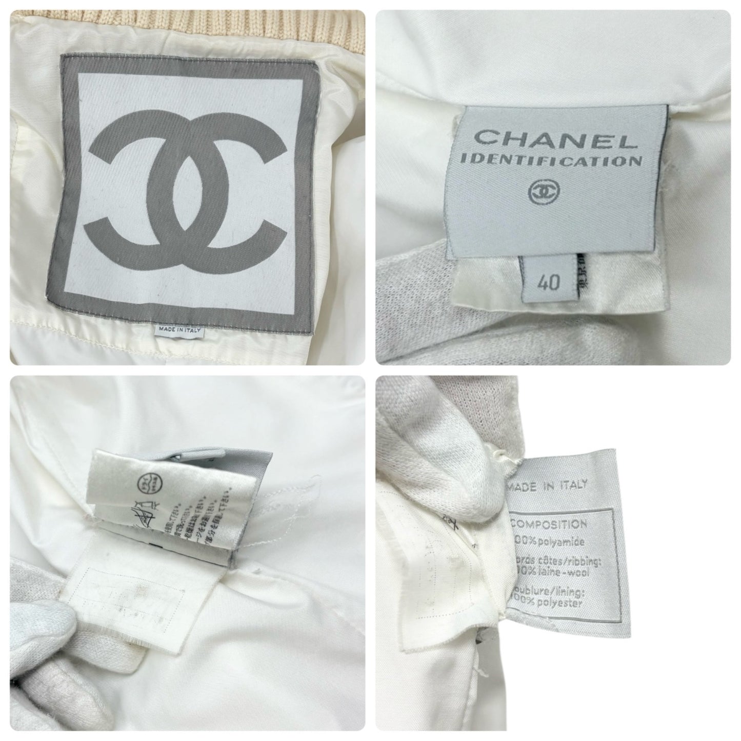 CHANEL Sport Vintage 00A CC Logo Long Puffer Coat Jacket #40 White 901827