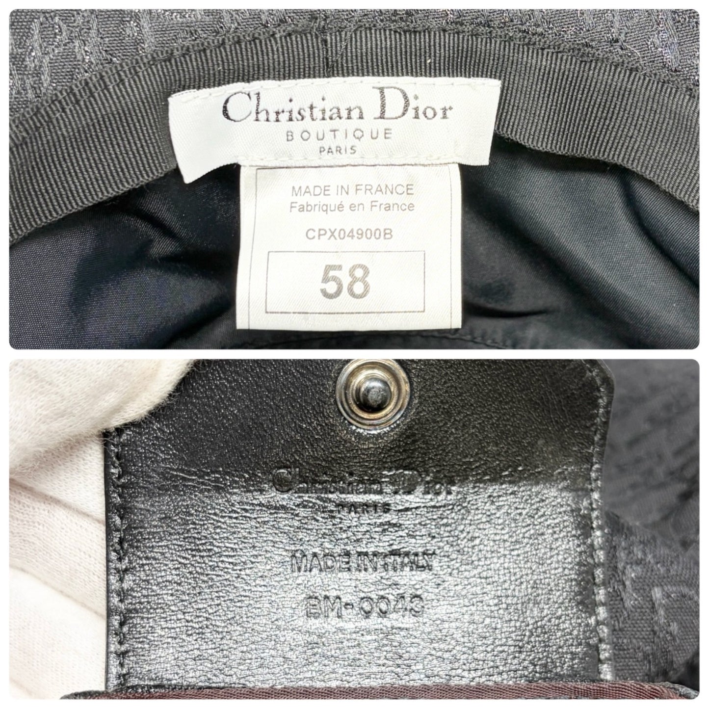 Christian Dior Vintage Columbus Trotter Monogram Bucket Hat Black Silver 901817