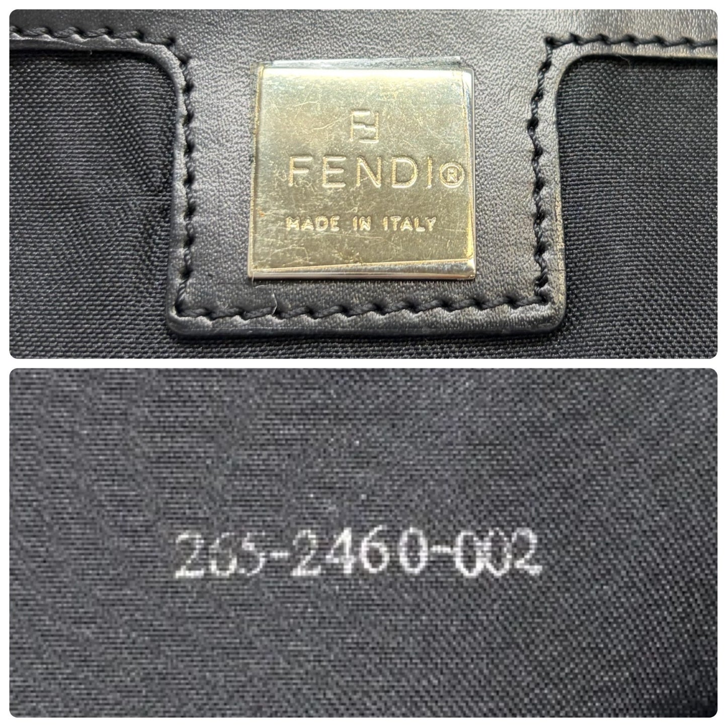 FENDI Vintage FF Logo Pony Calf Hair Hobo Shoulder Bag Black Silver 902040
