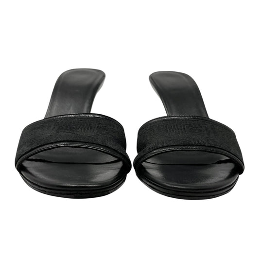 GUCCI Vintage GG Monogram Logo Sandals Heels #36-36.5 Black Canvas Leather