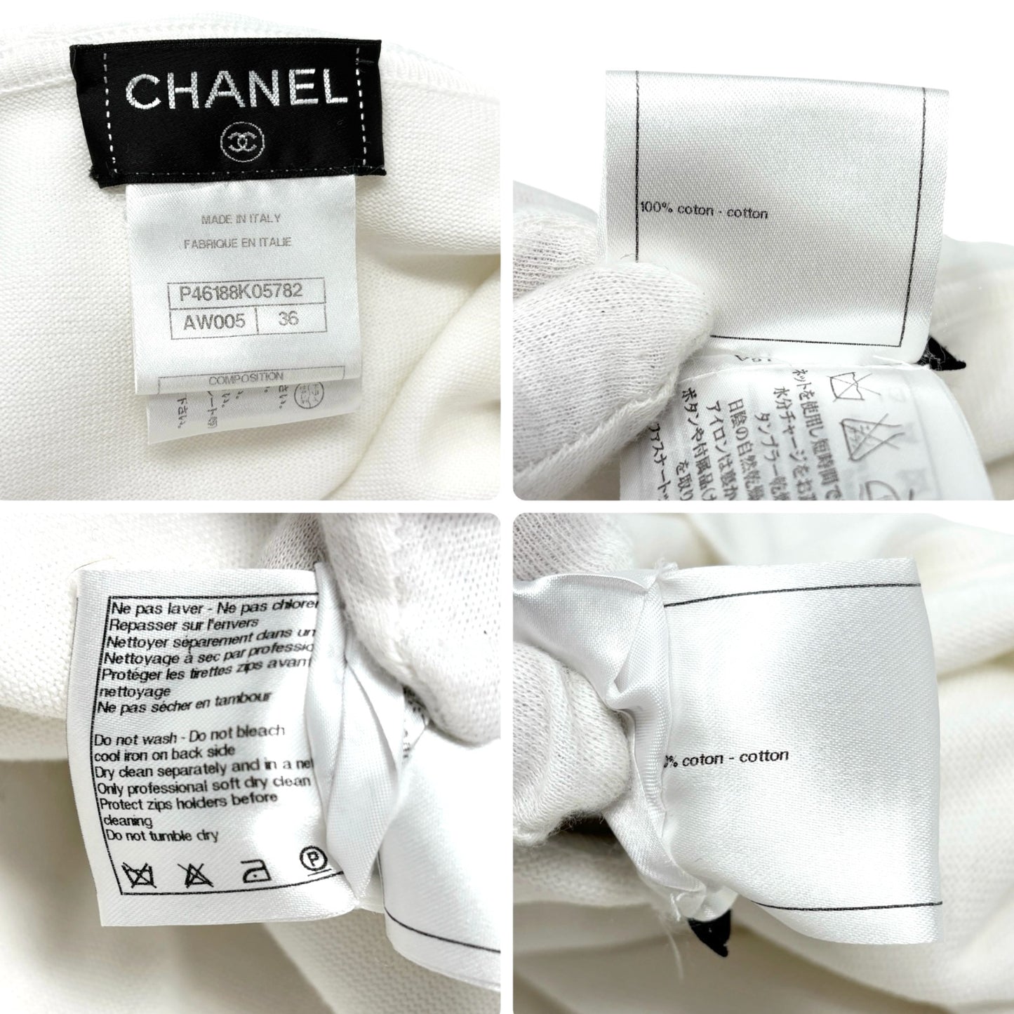 CHANEL Vintage P46188 CC Logo Zipped Hoodie Jacket Top #36 White Silver Cotton