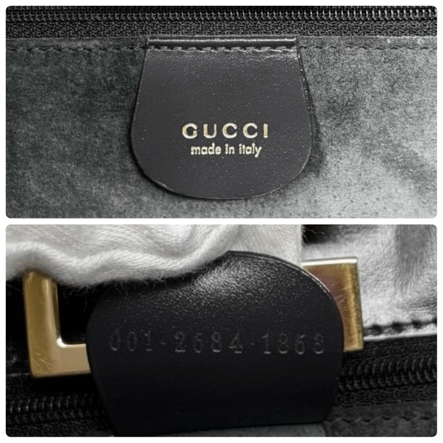 GUCCI Vintage G Square Logo Shoulder Bag Gray Gold Suede Leather 902248