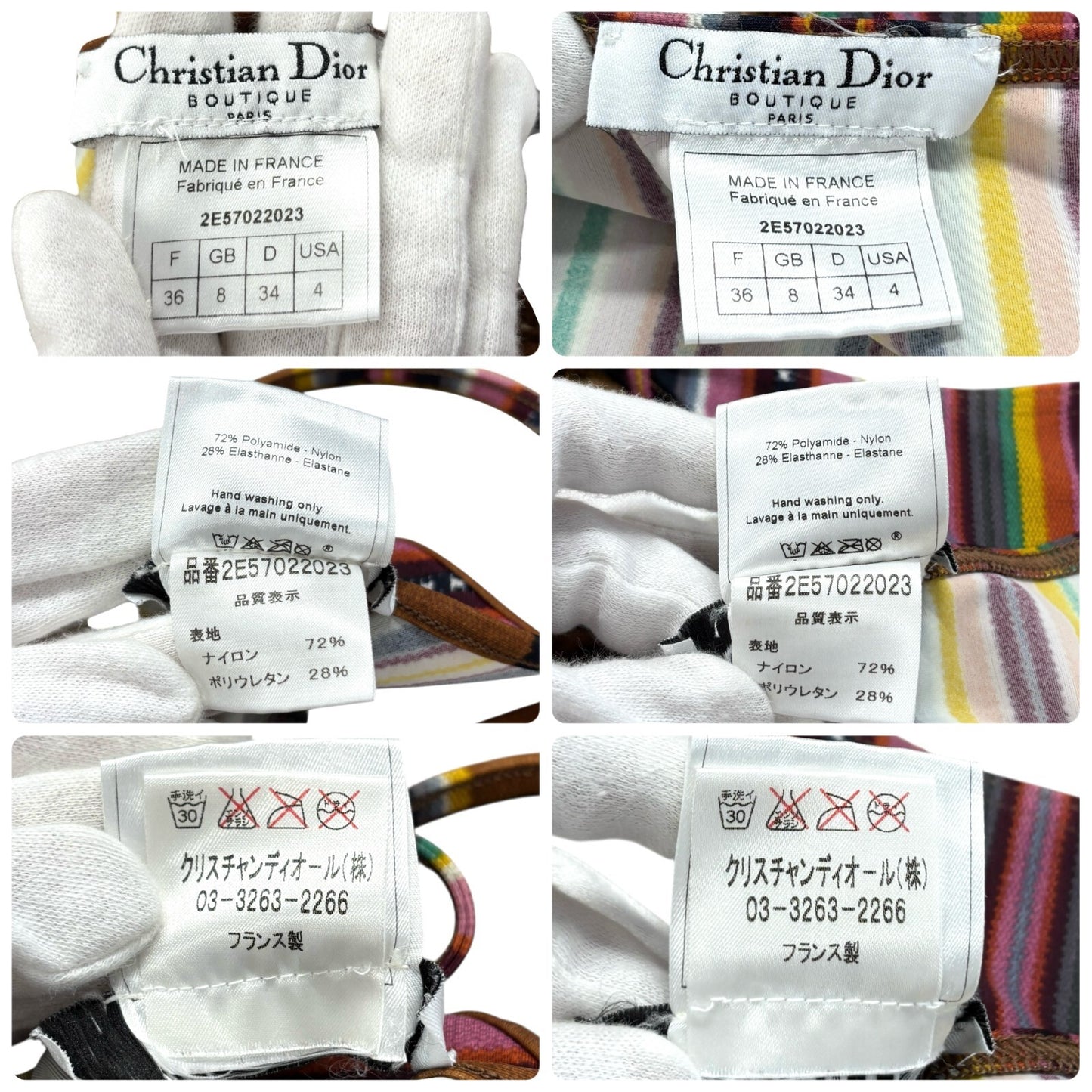 Christian Dior Vintage 2002 Multicolor Triangle Bikini #36 Swimwear Nylon