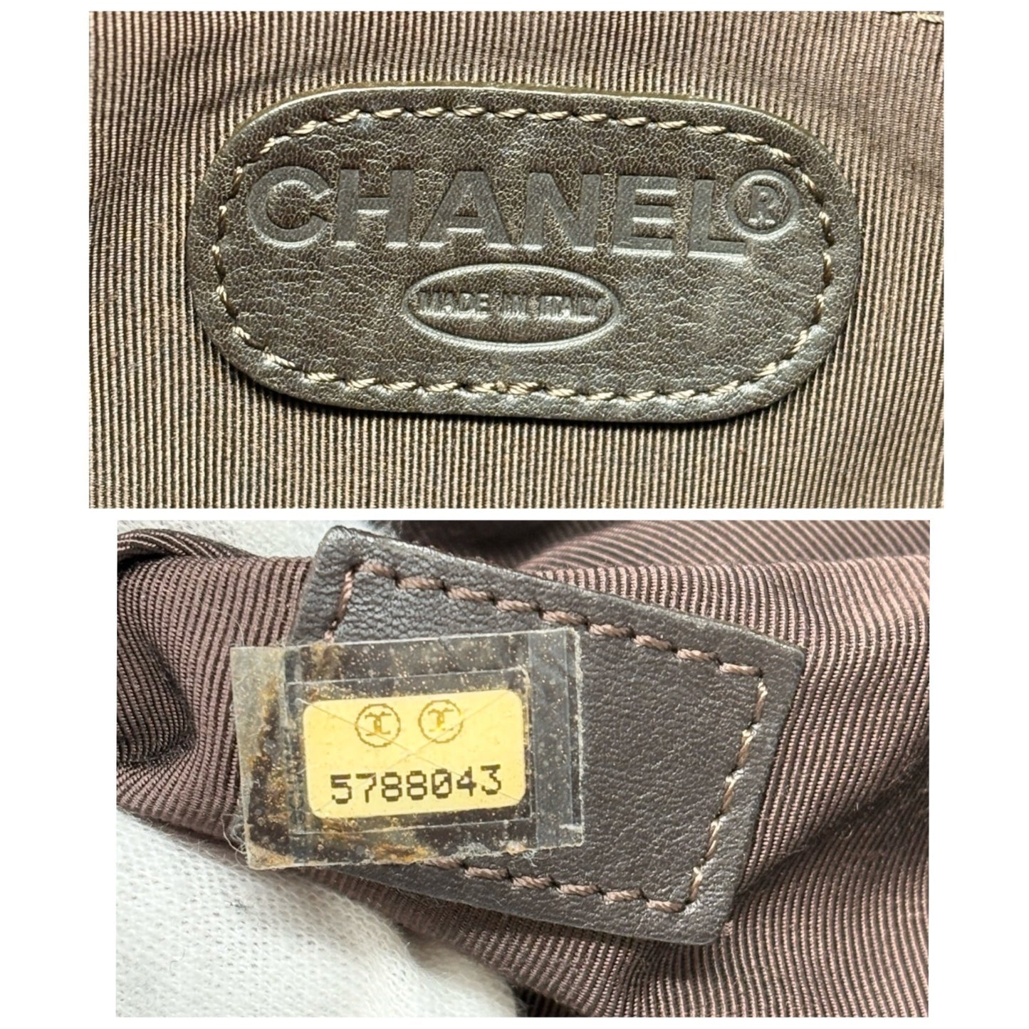 CHANEL Vintage CC Logo Suede Drawstring Flap Backpack Bag Stitch Brown Gold