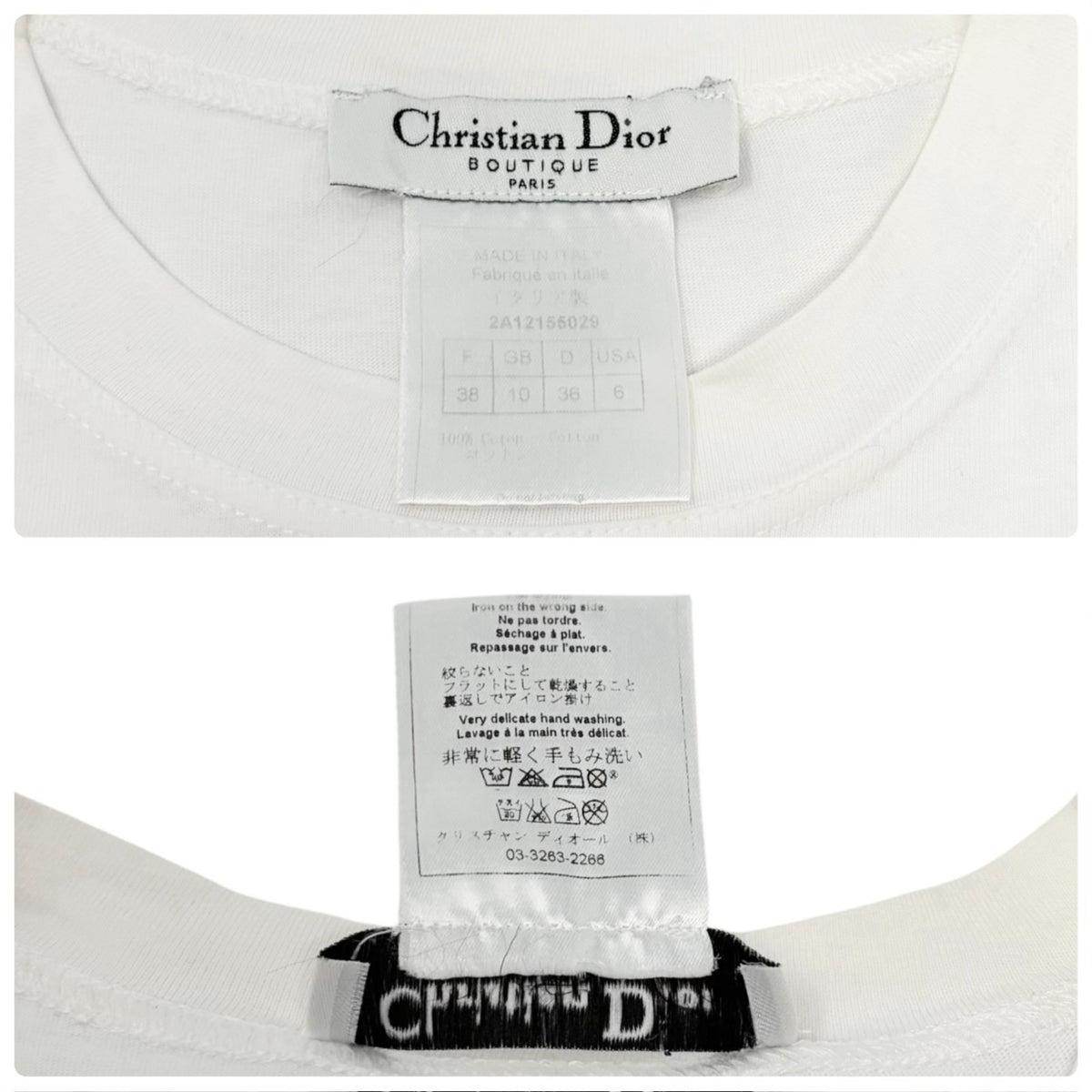 Christian Dior Vintage 2002 J'ADORE Logo Cartoon T-shirt Top #38 White 902451