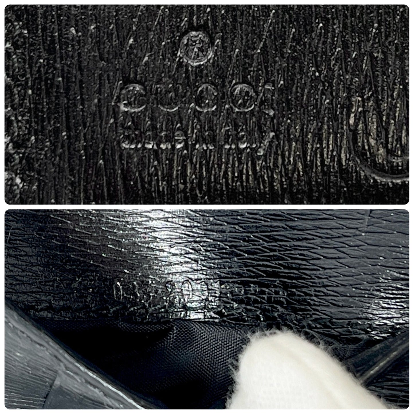 GUCCI Vintage G Square Logo Compact Wallet Button Black Gold Cotton