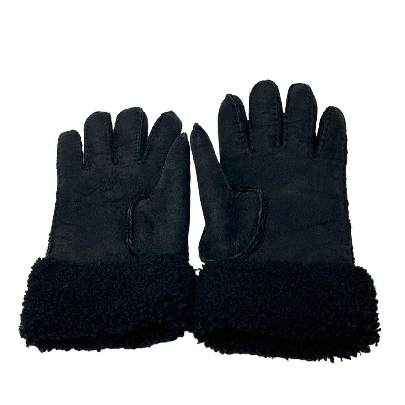 GUCCI Vintage GG Interlocking Logo Gloves #7.5 Black Silver Leather RankAB