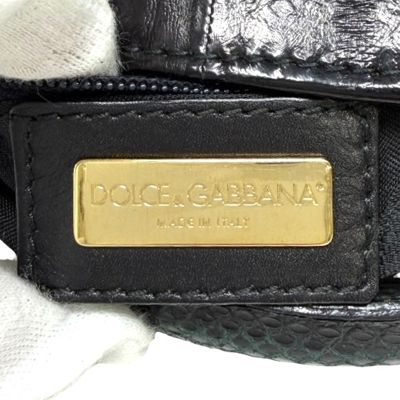 【Exclusive】DOLCE&GABBANA Vintage DG Logo Leather Tote Bag Black Gold 800808