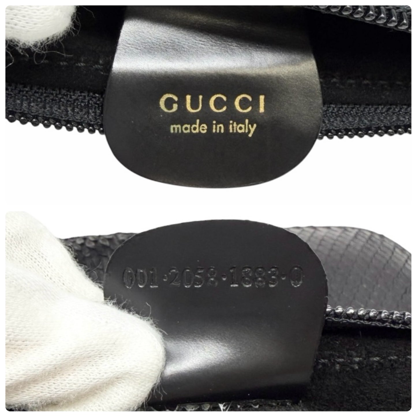 【Exclusive】GUCCI Vintage Logo Bamboo Python Shoulder Bag Black Gold Leather Pouch 800206