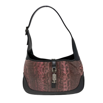 [Exclusive] GUCCI Vintage Jackie Python Hobo Bag Red Black Leather 800103