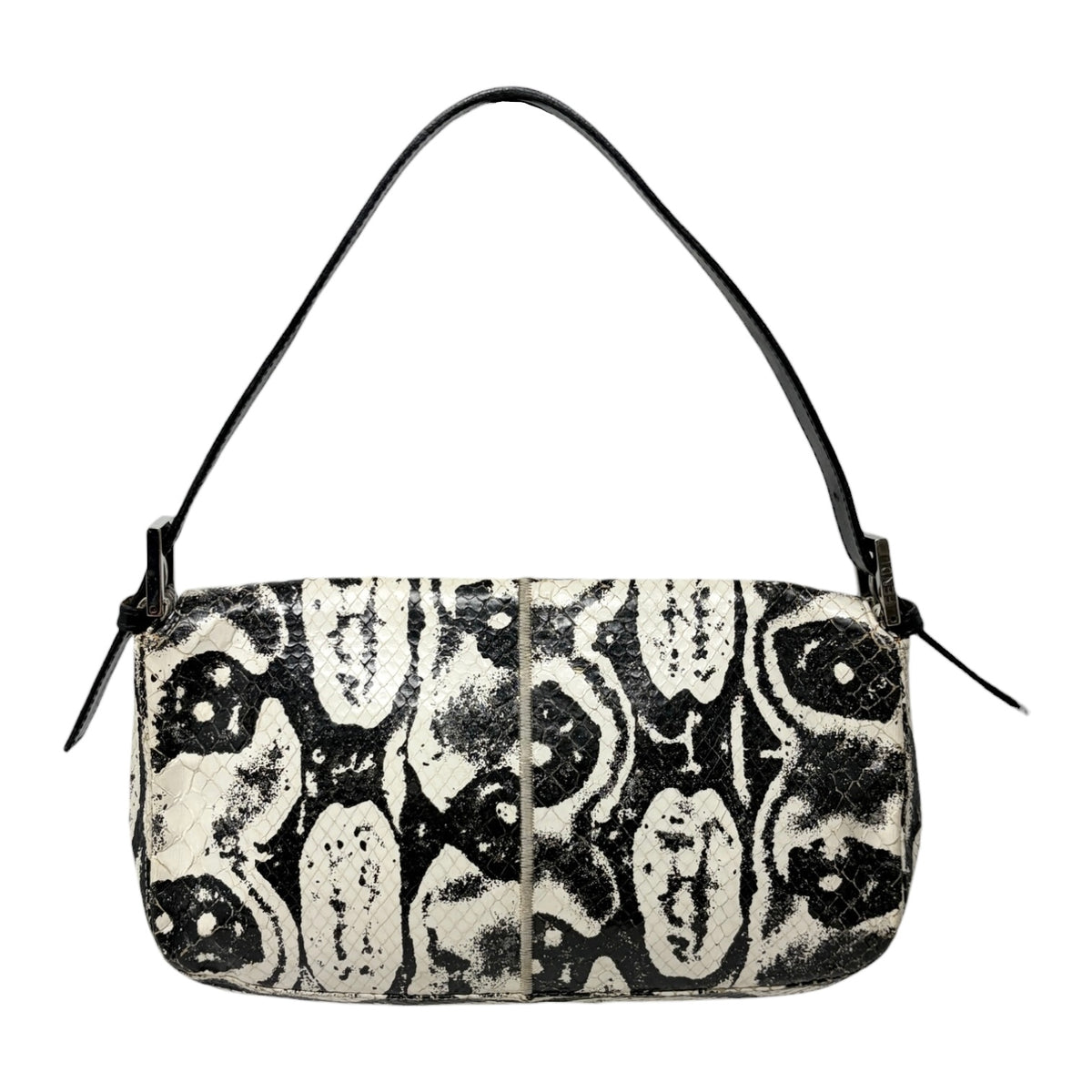 [Exclusive] FENDI Vintage Mamma Baguette Python Shoulder Bag Black 800211