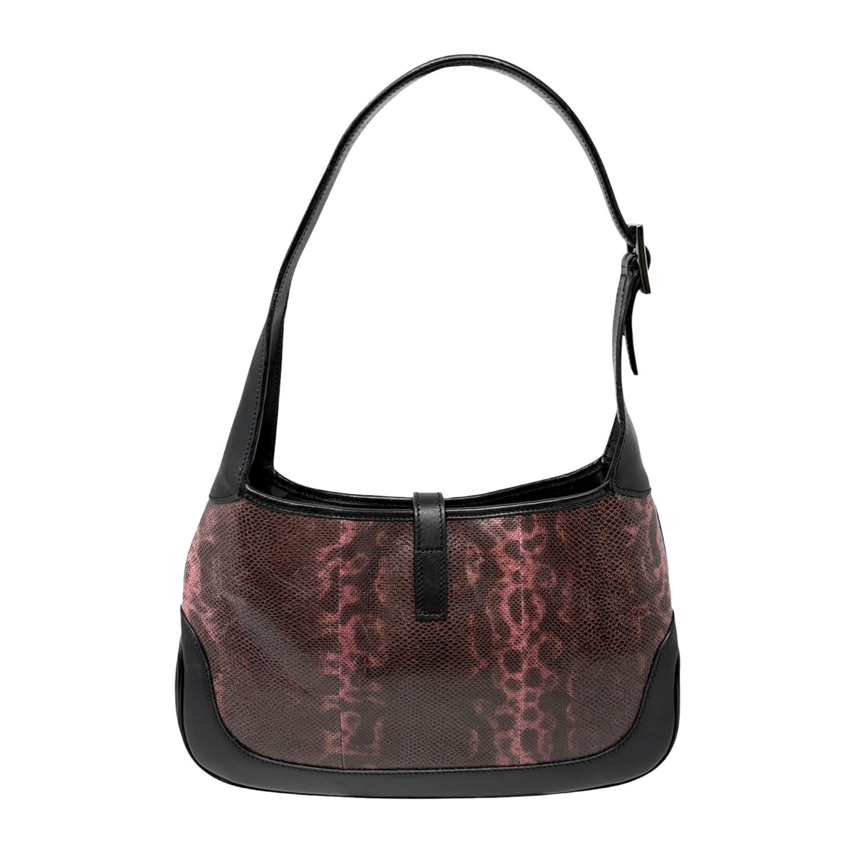 [Exclusive] GUCCI Vintage Jackie Python Hobo Bag Red Black Leather 800103