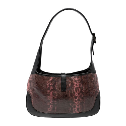 [Exclusive] GUCCI Vintage Jackie Python Hobo Bag Red Black Leather 800103