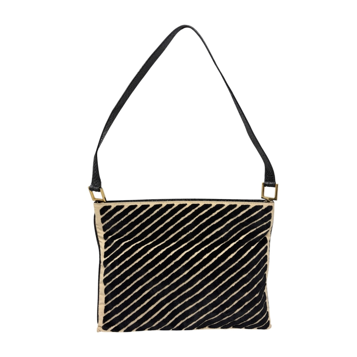 [Exclusive] FENDI Vintage FF Logo Python Velvet Shoulder Bag Black 800208