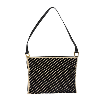 [Exclusive] FENDI Vintage FF Logo Python Velvet Shoulder Bag Black 800208