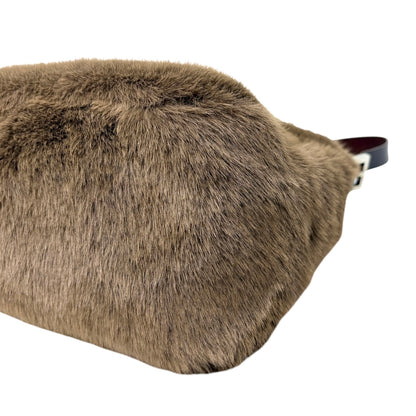 [Exclusive] FENDI Vintage FF Mamma Baguette Shoulder Bag Fur Brown 800804