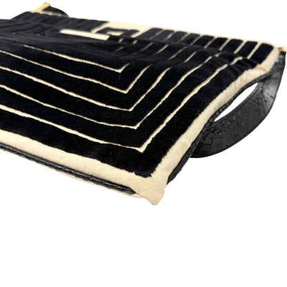 [Exclusive] FENDI Vintage FF Logo Python Velvet Shoulder Bag Black 800208