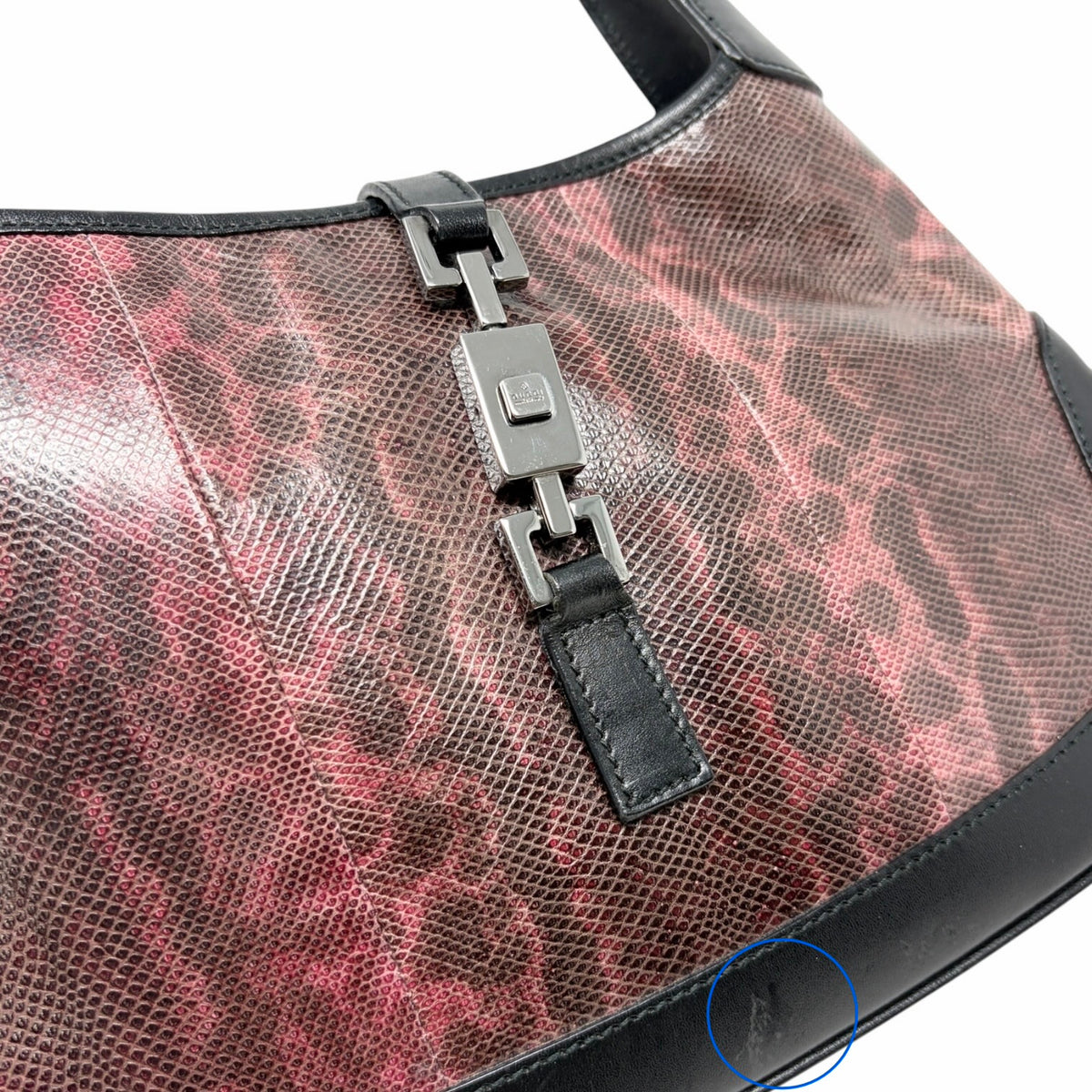 [Exclusive] GUCCI Vintage Jackie Python Hobo Bag Red Black Leather 800103