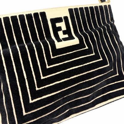 [Exclusive] FENDI Vintage FF Logo Python Velvet Shoulder Bag Black 800208