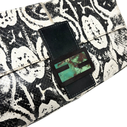 [Exclusive] FENDI Vintage Mamma Baguette Python Shoulder Bag Black 800211